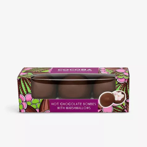 Cocoba hot chocolate bombes with mini marshmallows