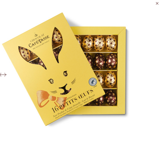 Caffe Tasse 16 Petit Oeufs Rabbit Box Dark Chocolate Praline/Milk & Cookies
