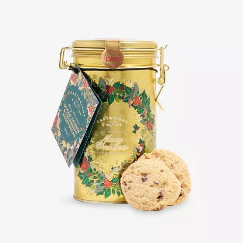 Cartwright and Butler cranberry and orange shortbread merry christmas tin