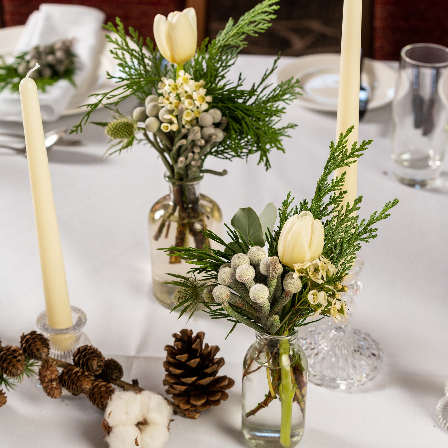 Classic White Christmas Bud Vase