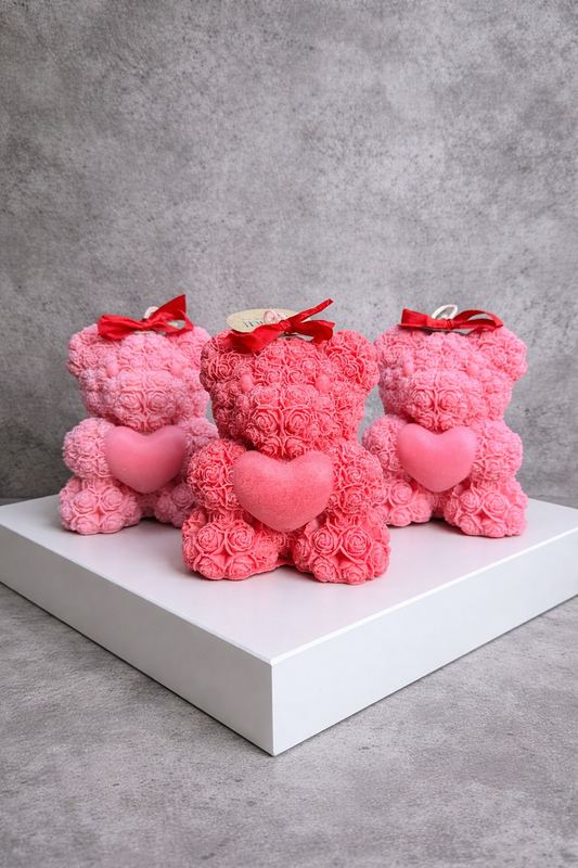 Pink Teddy Bear Candle