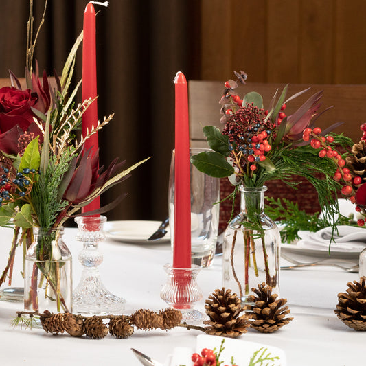 Red Christmas Dinner Candle and Glass Holder