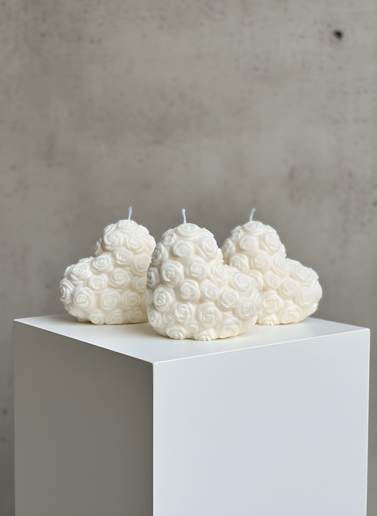 Large Heart Rose Candle